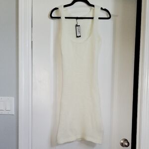 Sleeveless White Knit Dress